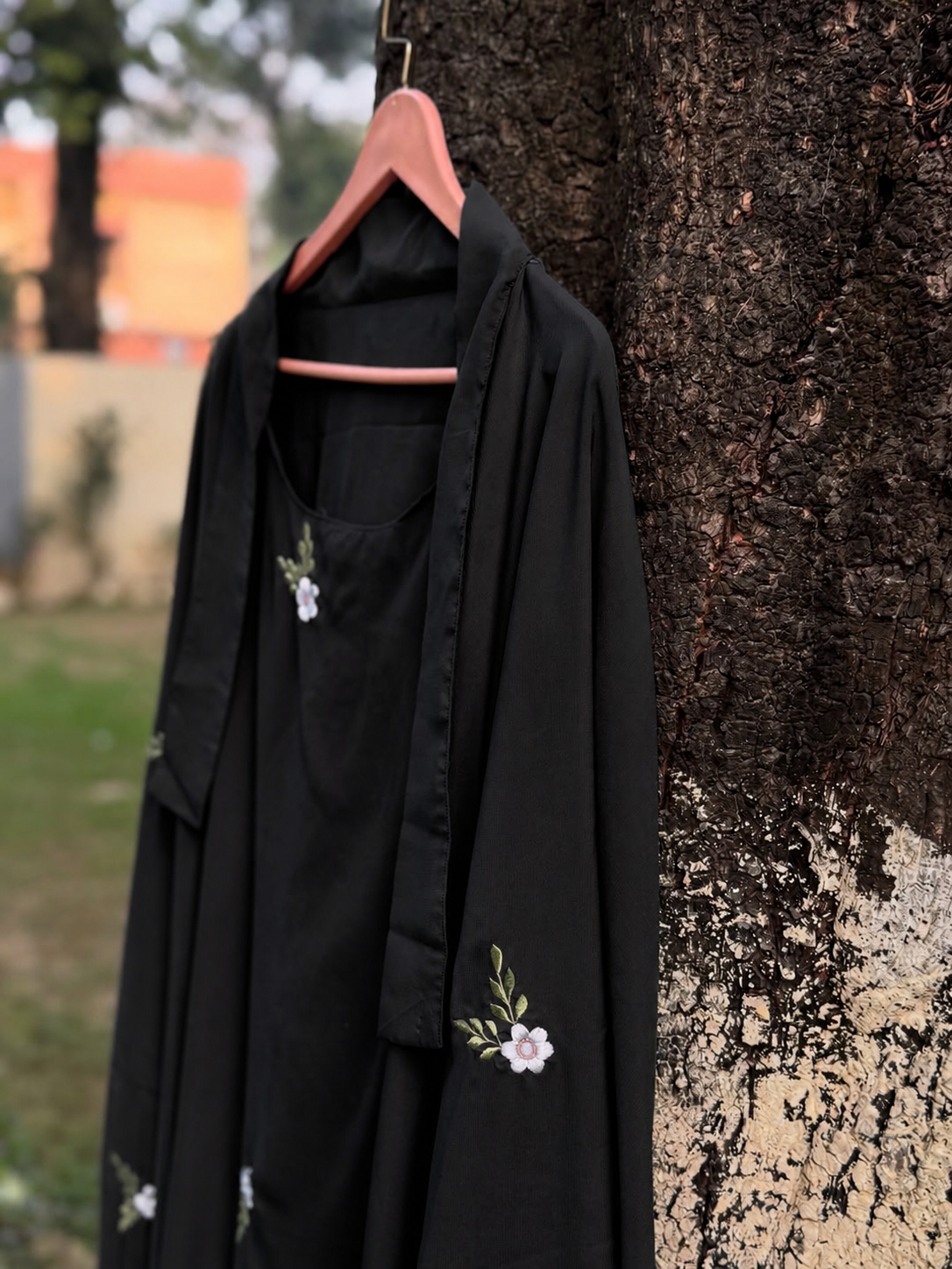 EMBROIDERED 3 PIECE (NAQAB , JILBAB & SKIRT) - Black