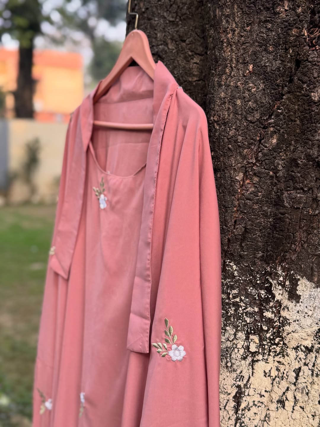 EMBROIDERED 3 PIECE (NAQAB , JILBAB & SKIRT) - T-Pink